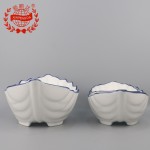 PD1836-BL-Leaf bowl with blue line