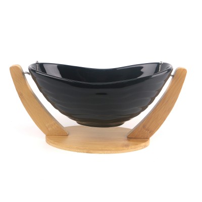 PD2260L-Bowl with bamboo（Bright colored glaze） 