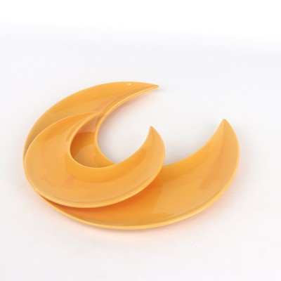 PD2122L-Moon plate（Bright colored glaze）