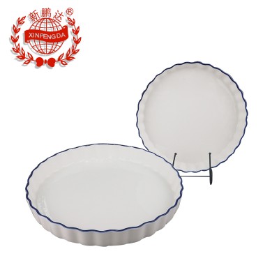 PD2319-BL-ROUND FRUIT PLATE WITH BLUE LINE