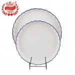 PD2319-BL-ROUND FRUIT PLATE WITH BLUE LINE