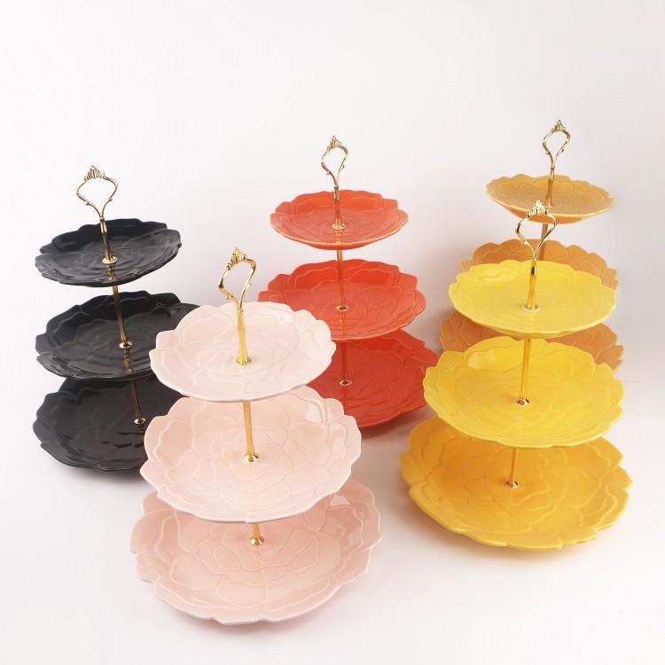 PD2746/PD2453L-FLOWER PLATE SET（Bright colored glaze） 